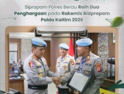 Sipropam Polres Berau Raih Dua Penghargaan pada Rakernis Bidpropam Polda Kaltim 2026